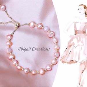 Beautiful Rose Natural Pearls Bracelet & Adjustable Pink Pearls Bracelet